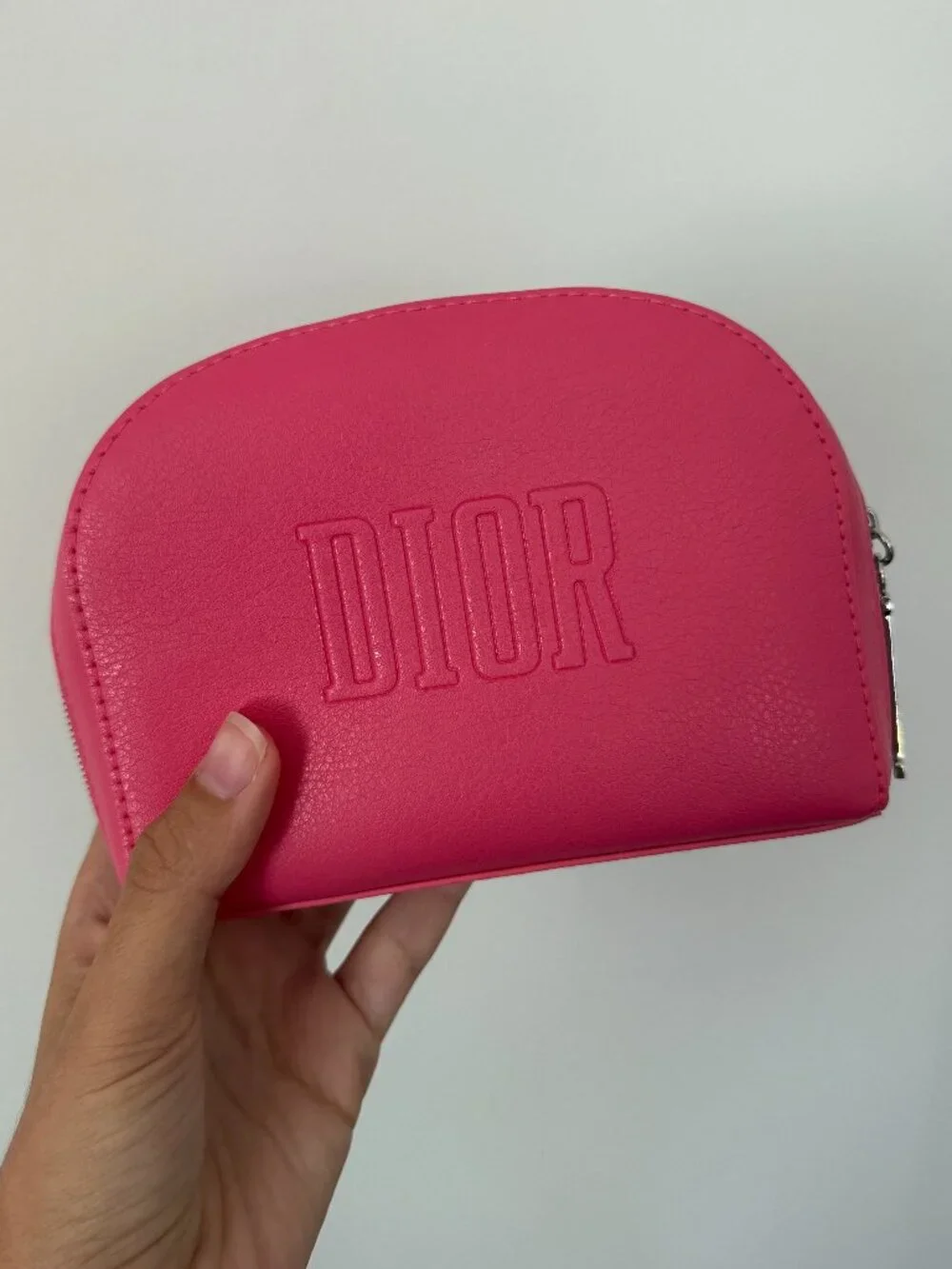 Dior Hot Pink Leather Embossed Cosmetic Case